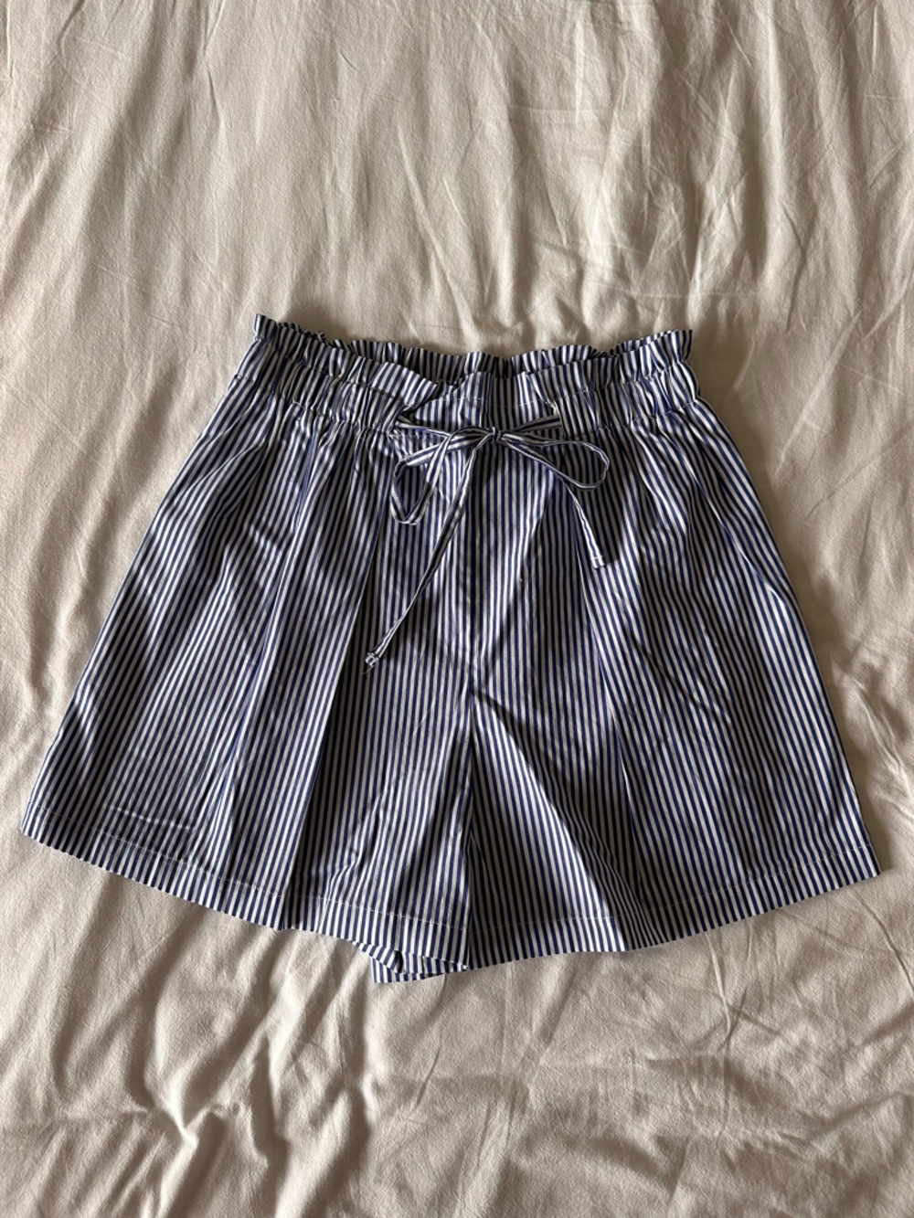 Zara Navy and White Striped High Waist Shorts